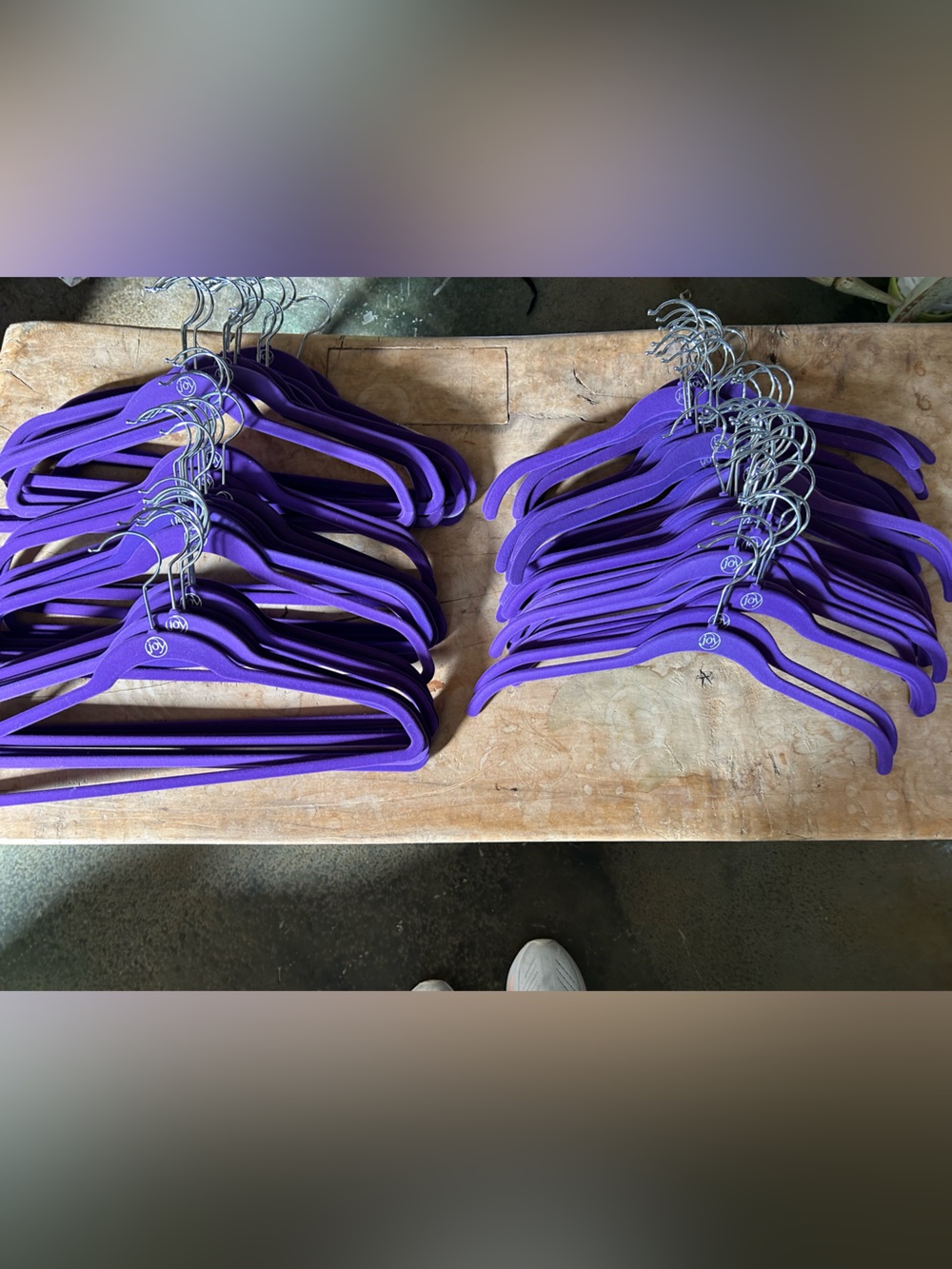 Joy Mangano Purple Velvet Slim Hangers - Set of Purple Non-Slip Hangers